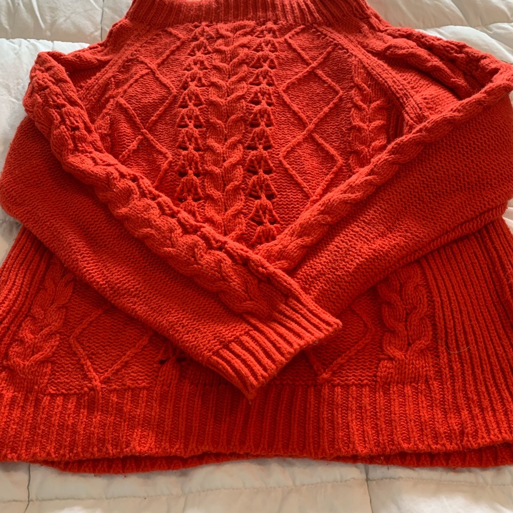 J. Crew Red Cable Knit Sweater